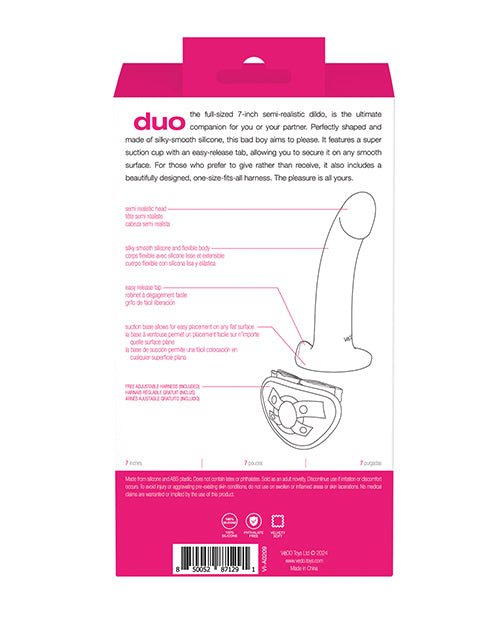 VeDO Duo Silcone Dildo w/Harness - Pink/Purple