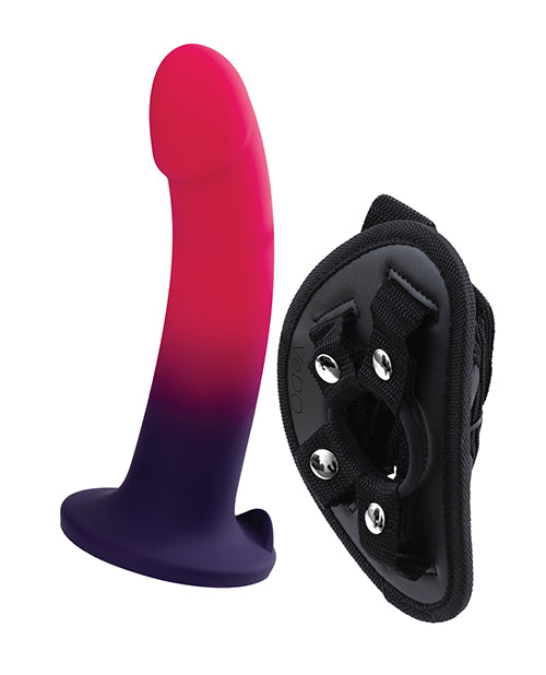 VeDO Duo Silcone Dildo w/Harness - Pink/Purple