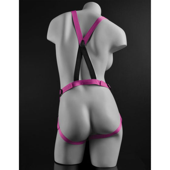 Dillio 7" Strap-On Suspender Harness Set - Pink