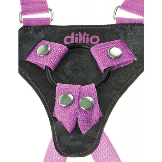 Dillio 7" Strap-On Suspender Harness Set - Pink