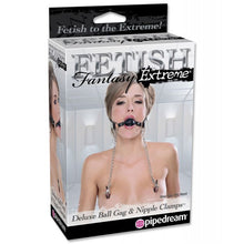  Fetish Fantasy Extreme Deluxe Ball Gag & Nipple Clamps - Black