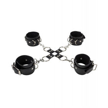  Shots Ouch Leather Hand & Leg Cuffs - Black