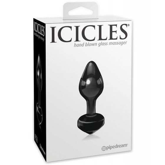 Icicles No. 44 Hand Blown Glass Butt Plug - Black