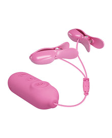  Pretty Love Romantic Wave II Estim & Vibrating Nipple Clip - Pink