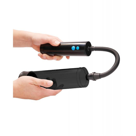 Shots Pumped Rechargeable Extreme Power Pump w/Free Silicone Cock Ring - Black