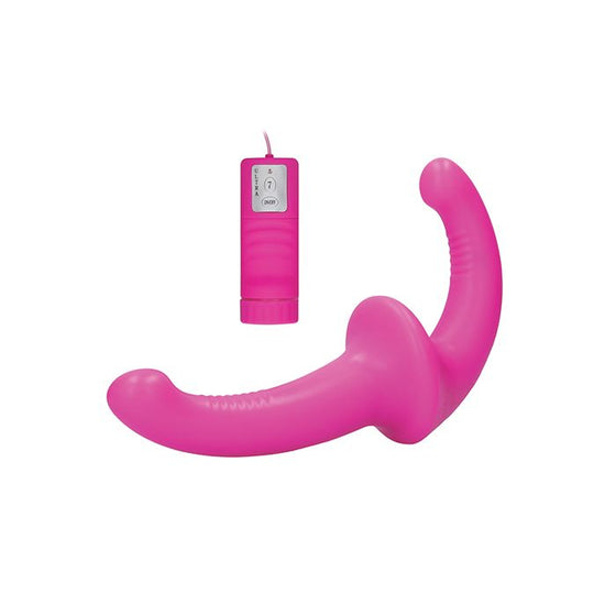 Shots Ouch Vibrating Silicone Strapless Strap On w/Controller - Pink