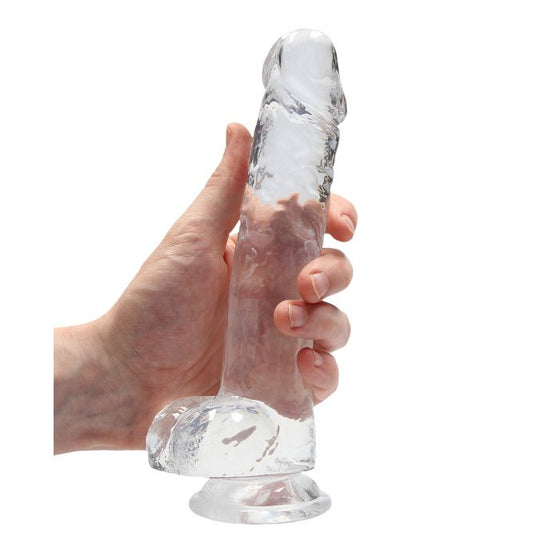 Shots RealRock Realistic Crystal Clear 8" Dildo w/Balls - Transparent Clear