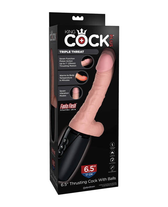 King Cock Plus Thrusting, Warming & Vibrating  6.5" Triple Threat Dong