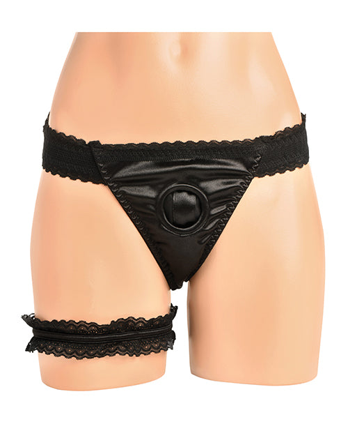 Bedroom Bliss Jolie Strap-On Panty Harness & Garter - Small
