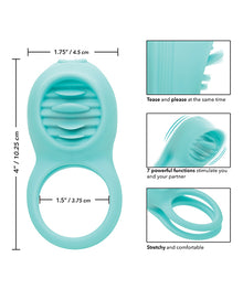  Couple's Enhancers Silicone Rechargeable French Kiss Enhancer - Teal