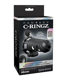  Fantasy C-Ringz Remote Controlled Vibrating Cock Blocker - Black