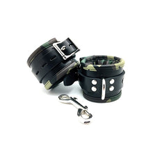  Sensual Sin Leather Padded Ankle Cuffs - Camo Piping