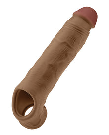  Shaft Flexskin Liquid Silicone 8.8" Vibrating Sheath - Oak
