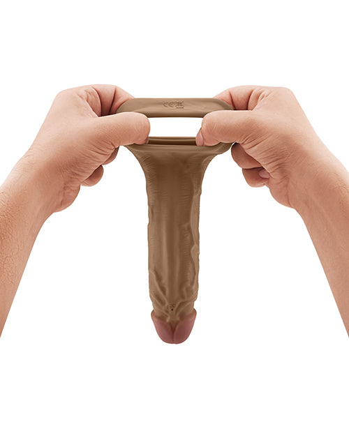 Shaft Flexskin Liquid Silicone 8.8" Vibrating Sheath - Oak