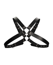  Shots Ouch Men's Large Buckle Harness - Black