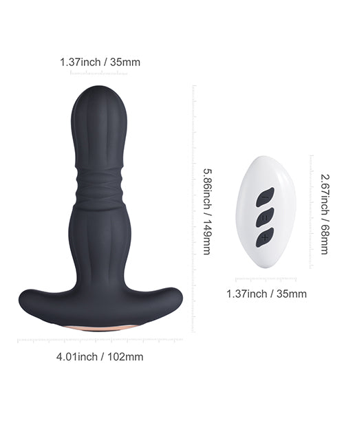 Agas Thrusting Butt Plug w/Remote Control - Black