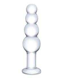  Glas 7.25" Glass Beaded Butt Plug - Clear
