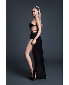  Allure Take Me Latex Look Vinyl and Mesh Teddy w/Attached Skirt - Black MD