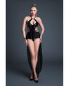 Allure Take Me Latex Look Vinyl and Mesh Teddy w/Attached Skirt - Black MD