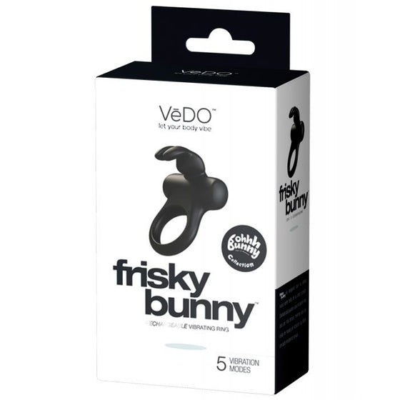 VeDO Frisky Bunny Rechargeable Vibrating Ring - Black Pearl