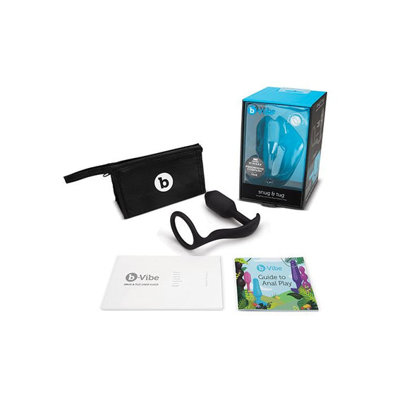 b-Vibe Snug & Tug Weighted Silicone & Penis Ring - 128 g Black