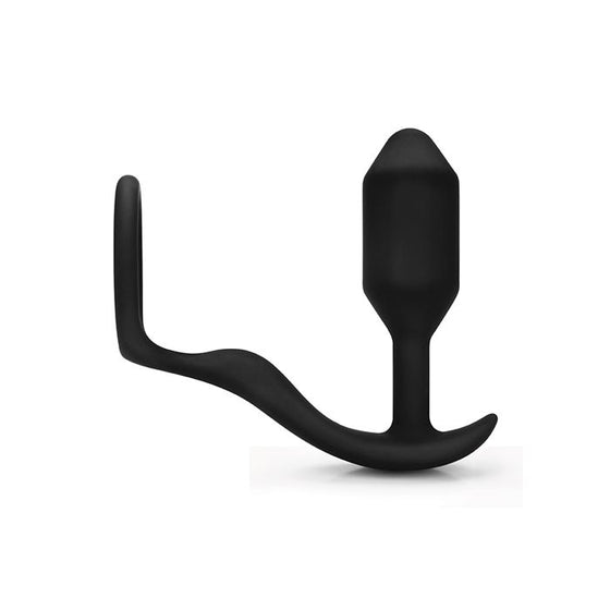 b-Vibe Snug & Tug Weighted Silicone & Penis Ring - 128 g Black