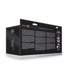  Shots Ouch 8" Ribbed Hollow Strap On w/Balls - Metallic Blue