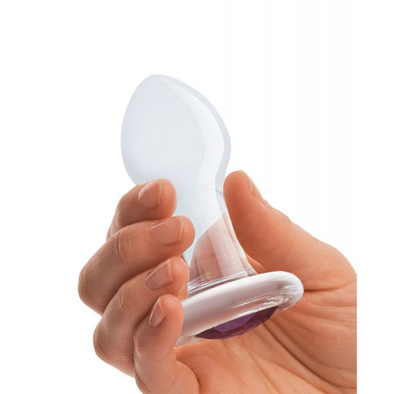 Glas 3.5" Bling Bling Glass Butt Plug - Clear