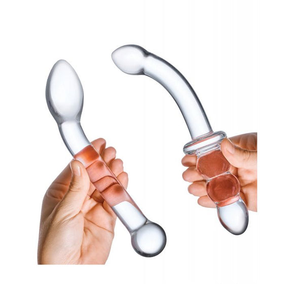 Glas 2 pc G-Spot Pleasure Glass Dildo Set - Clear