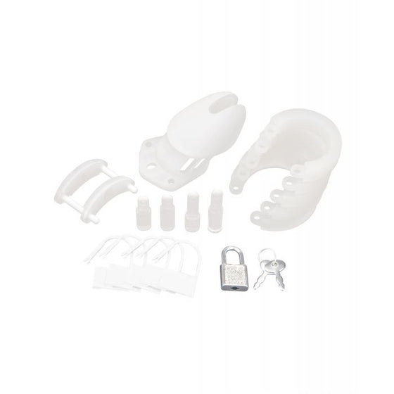 Blue Line Silicone Chastity Cage - White