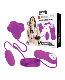  Pretty Love Suction & Vibro Bullets - Fuchsia
