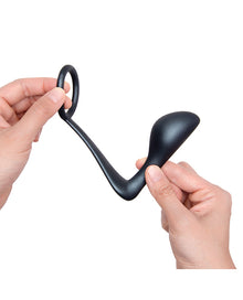  b-Vibe Butties Ringer Cock Ring & Prostate Plug - Black