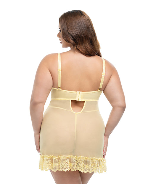 Valentine Lacey Babydoll w/G-String - Pale Banana 1X/2X