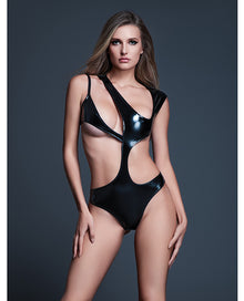  Allure Risque Lover Latex Look Vinyl Peek-A-Boo Teddy - Black XL