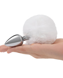  Gemsations 2.95" Metal Bunny Tail Butt Plug - Silver