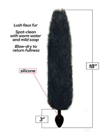  Foxy Fox Tail Silicone Butt Plug - Black