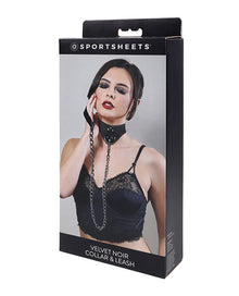  Sportsheets Velvet Noir Collar & Leash - Black