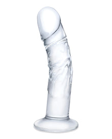  Glas 7" Realistic Curved Glass Dildo w/Veins - Clear