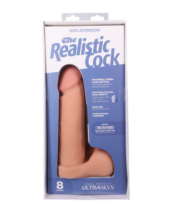 Realistic 8" ULTRASKYN Cock w/Balls - White