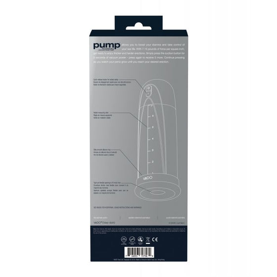 VeDO Pump Rechargeable Vacuum Penis Pump - Just Black