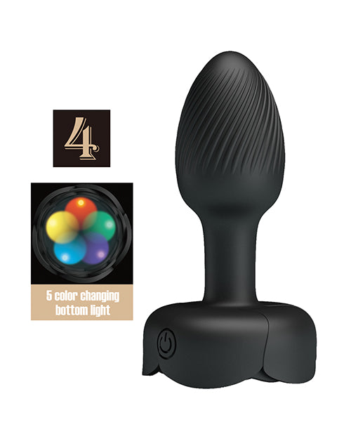Pretty Love Olman Small Butt Plug w/Multi Color Bottom Light - Black