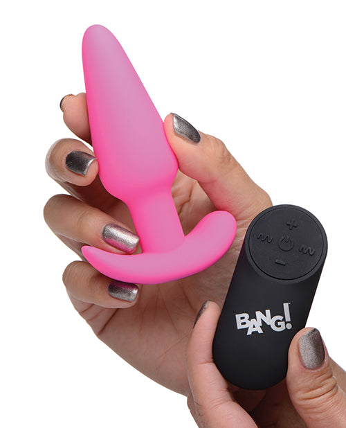 Bang! 21X Vibrating Silicone Butt Plug w/Remote - Pink