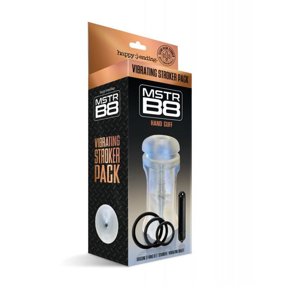 MSTR B8 Hand Cuff Vibrating Stroker Pack - Kit of 5 Clear