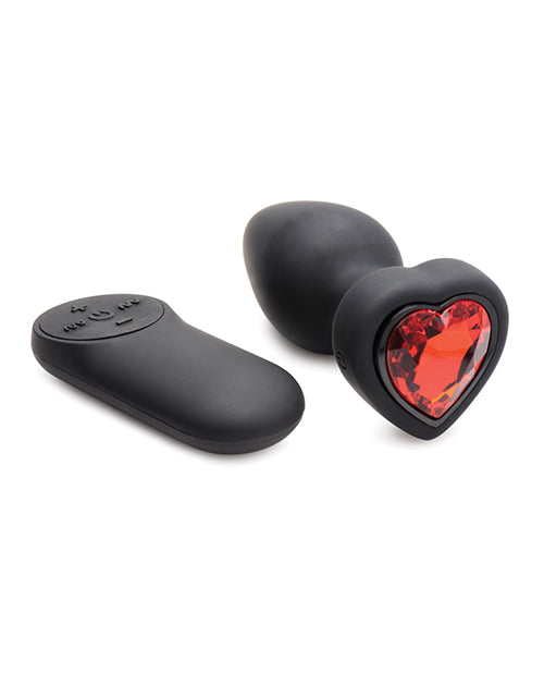 Booty Sparks 28X Silicone Vibrating Red Heart Anal Plug w/Remote - Small