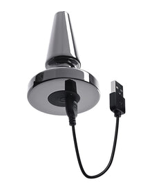  Evolved Beginner Vibrating Rechargeable Metal Plug - Black