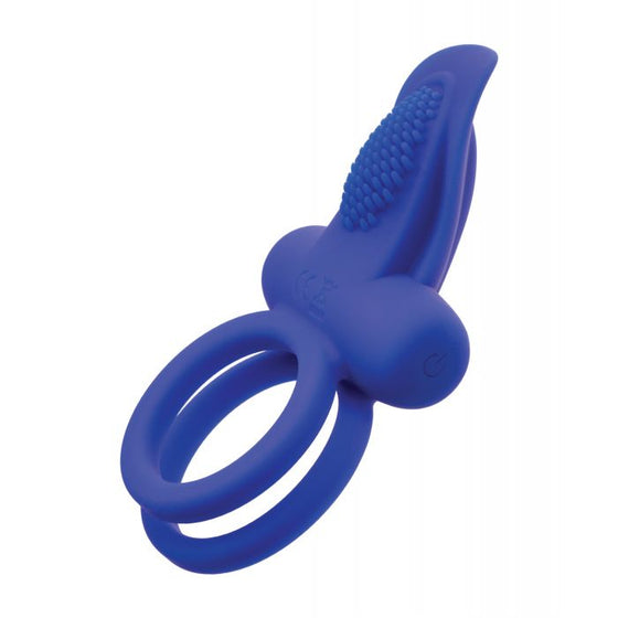 Couple's Enhancers Silicone Rechargeable Dual Pleaser Enhancer  - Blue