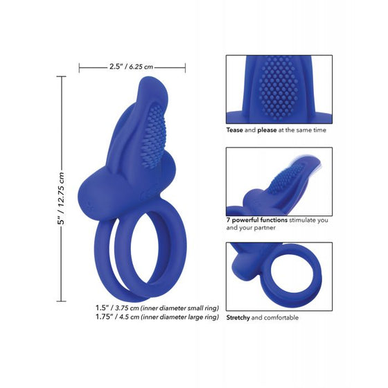 Couple's Enhancers Silicone Rechargeable Dual Pleaser Enhancer  - Blue