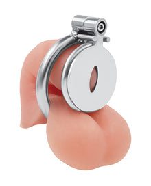  Lockmaster Stainless Steel Inverted Chastity Cage w/Cats Eye - Silver