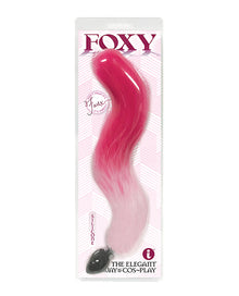  Foxy Fox Tail Silicone Butt Plug - Pink Gradient