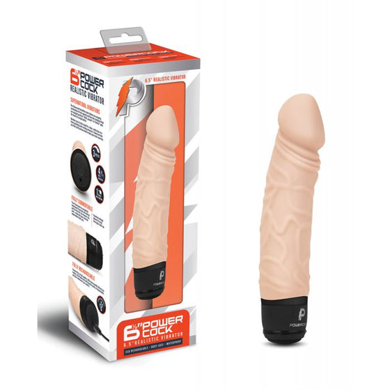 Powercocks 6.5" Realistic Vibrator - Ivory